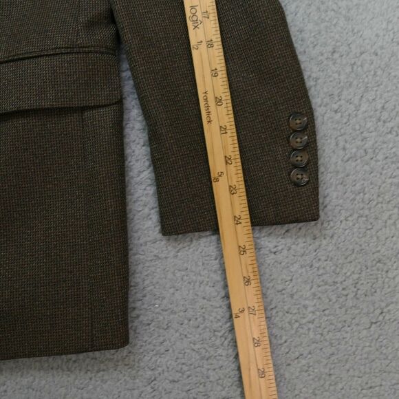 Chaps Sport Coat Blazer Mens 40R Brown Houndstooth Two Button - Picture 14 of 16